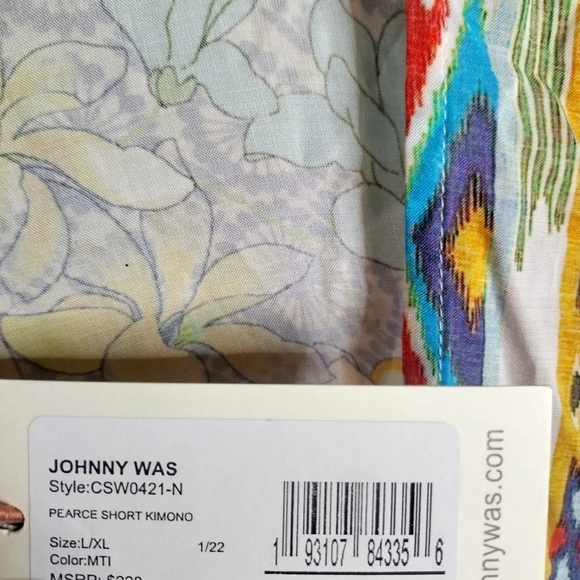 NWT Johnny Was Pearce Short Kimono Floral cover up sz L/Xl - Picture 6 of 7
